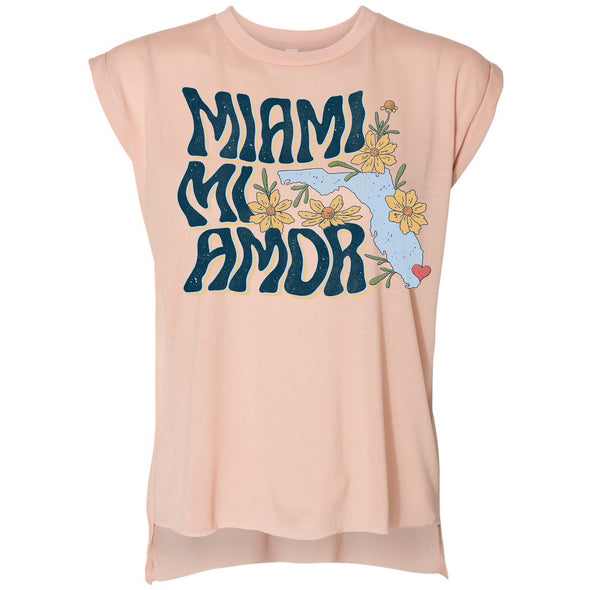 Miami mi Amor Florida Rolled Sleeve Tank