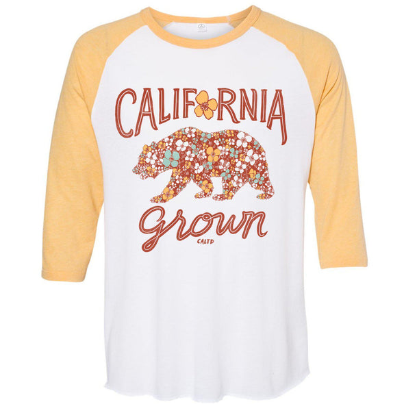 Bear Poppy Blossom Baseball Tee-CA LIMITED