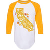 CA State With Poppies Baseball Tee-CA LIMITED