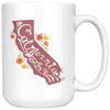 CA State With Poppies Maroon Mug-CA LIMITED