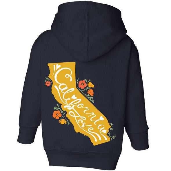 CA State With Poppies Toddlers Zip Up Hoodie-CA LIMITED