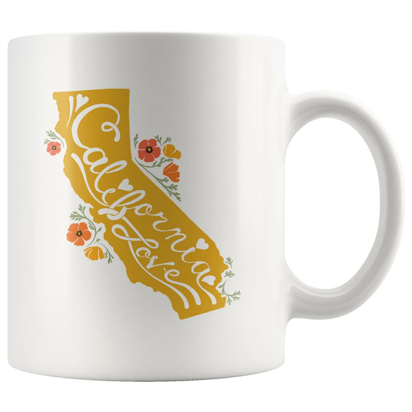 CA State With Poppies Yellow Mug-CA LIMITED