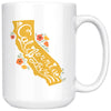 CA State With Poppies Yellow Mug-CA LIMITED