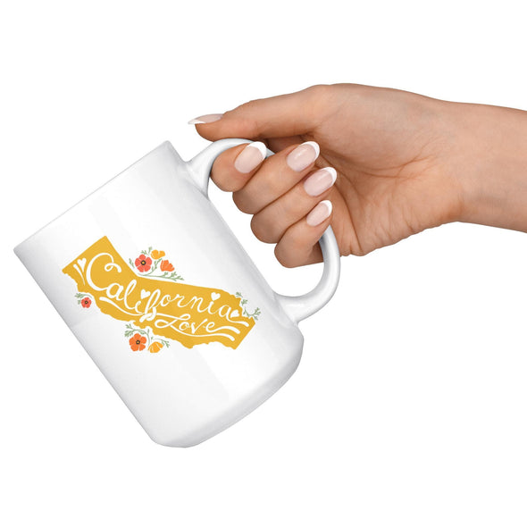 CA State With Poppies Yellow Mug-CA LIMITED