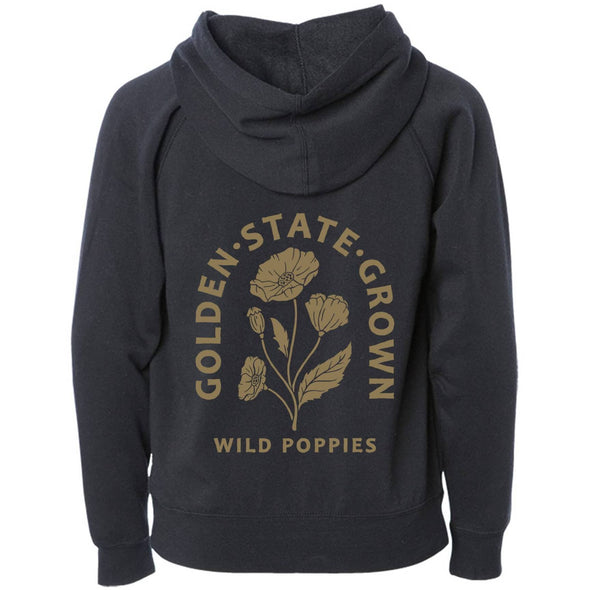 CA Wild Poppies Raglan Youth Zip Up Hoodie-CA LIMITED