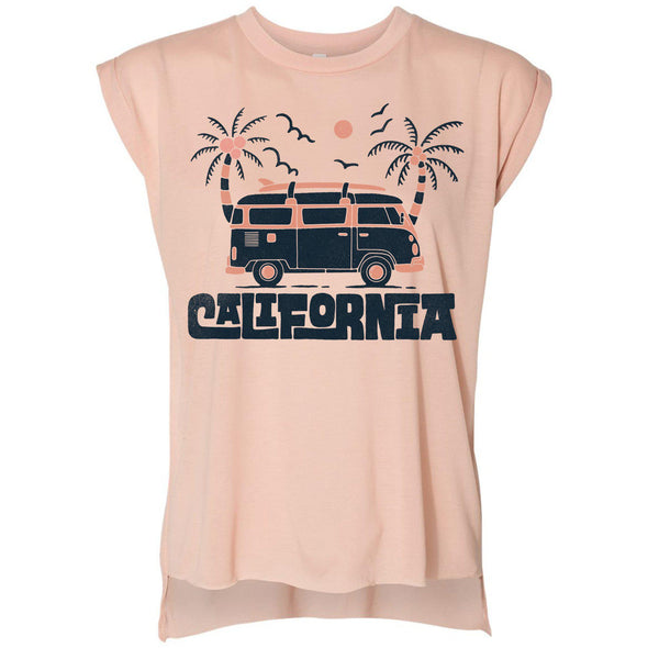 Cali Van Rolled Sleeve Tank-CA LIMITED