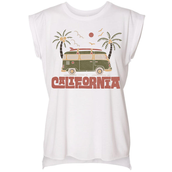 Cali Van Rolled Sleeve Tank-CA LIMITED