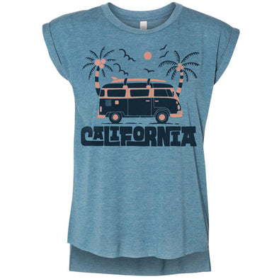 Cali Van Rolled Sleeve Tank-CA LIMITED