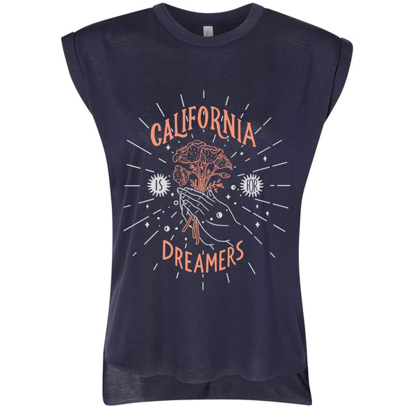 California Dreamers Rolled Sleeve Tank-CA LIMITED