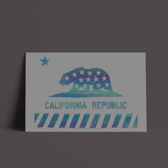 California Star Flag Grey Poster-CA LIMITED