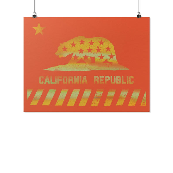 California Star Flag Orange Poster-CA LIMITED