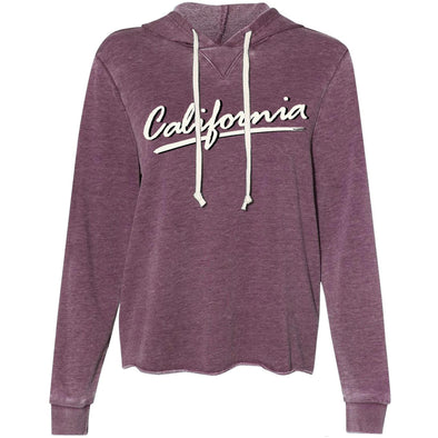 California Swoosh Wine Burnout Hoodie-CA LIMITED