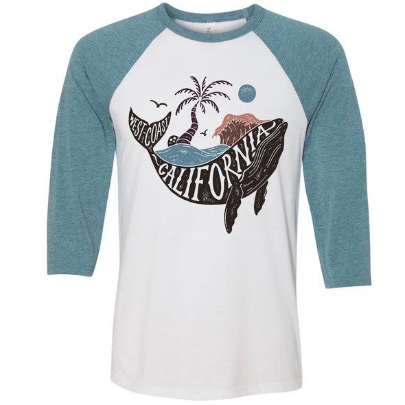 California Whale blue baseball tee-CA LIMITED