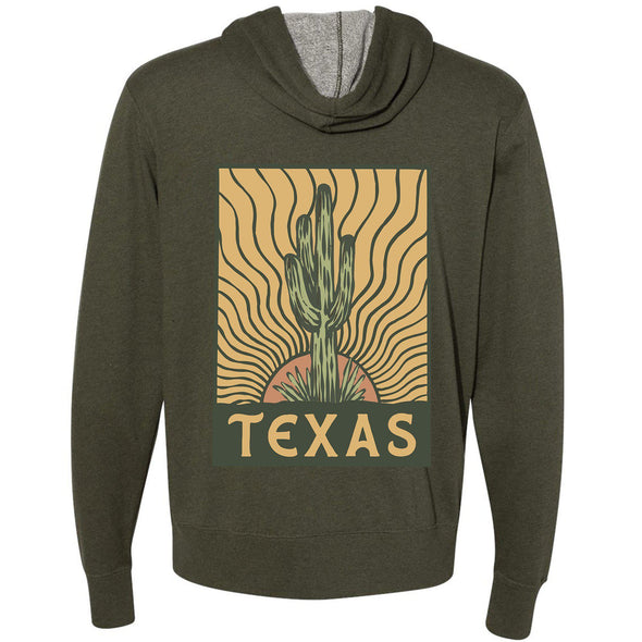 Desert Sunset TX Zipper Hoodie-CA LIMITED