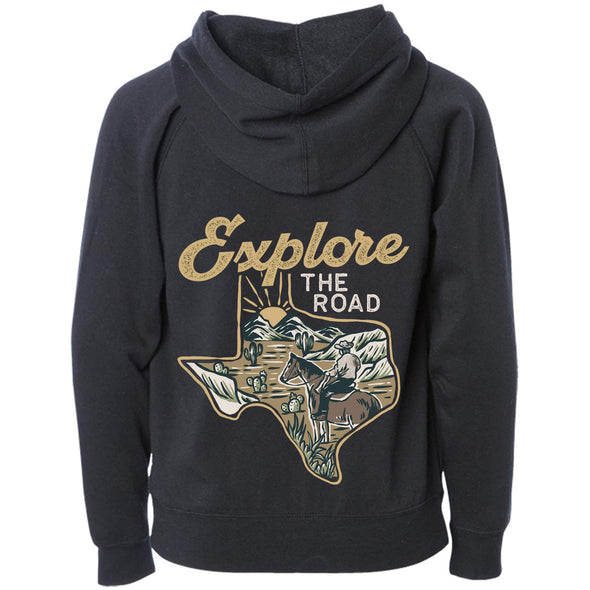 Explore the Road Texas Raglan Youth Zip Up Hoodie-CA LIMITED