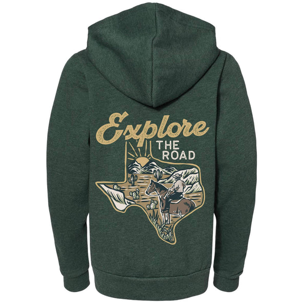 Explore the Road Texas Youth Zip Up Hoodie-CA LIMITED