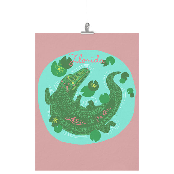 Later Gator Florida Mauve Poster
