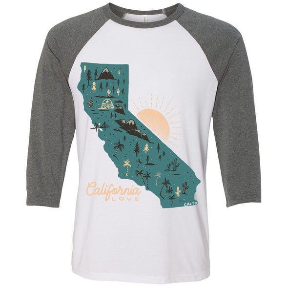 Map CA Love Baseball Tee-CA LIMITED