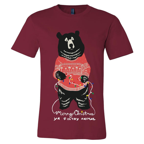 Merry Christmas Filthy Animal Maroon Unisex Tee-CA LIMITED