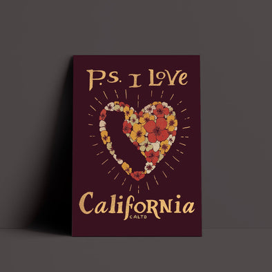 P.S. I Love California Maroon Poster-CA LIMITED