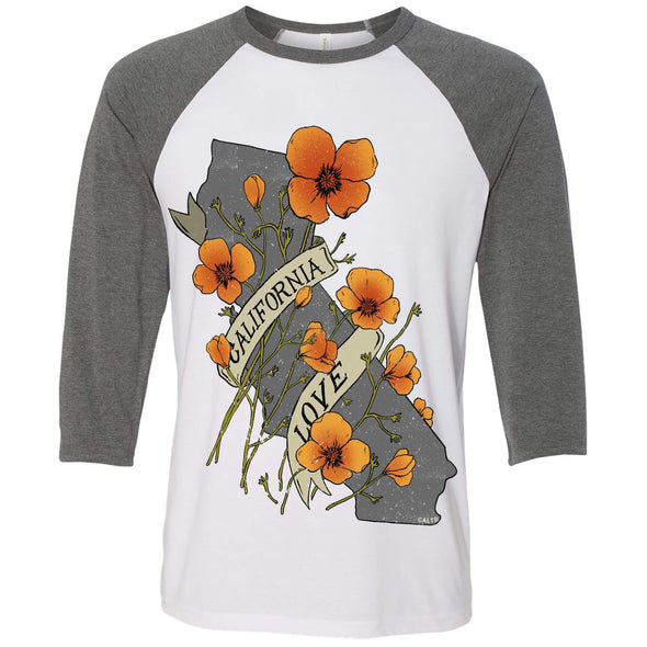 Poppies CA Love Baseball Tee-CA LIMITED