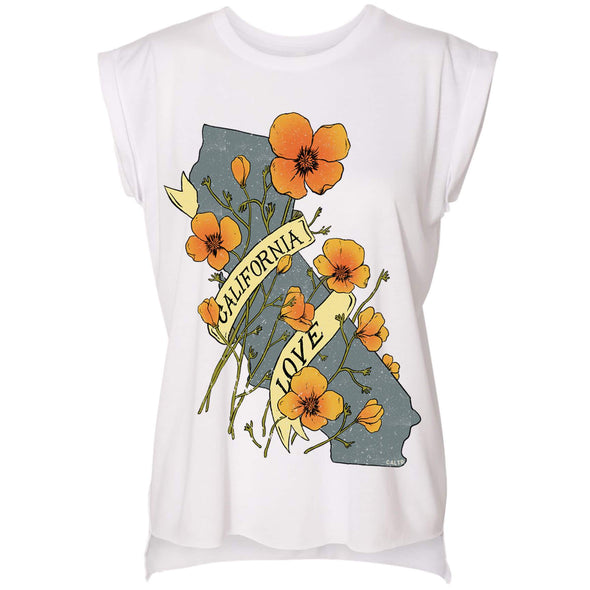 Poppies CA Love Rolled Sleeve Tank-CA LIMITED