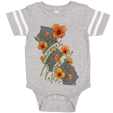 Poppies CA Love Stripes Baby Onesie-CA LIMITED