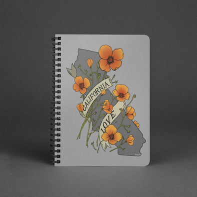 Poppy CA Love Grey Spiral Notebook-CA LIMITED