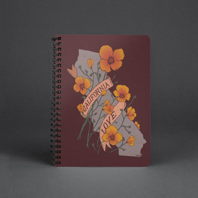 Poppy CA Love Maroon Spiral Notebook-CA LIMITED