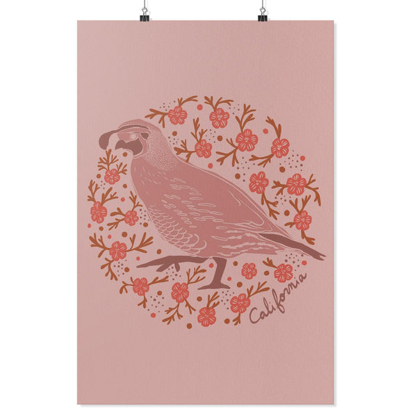 Poppy Quail Pink Poster-CA LIMITED