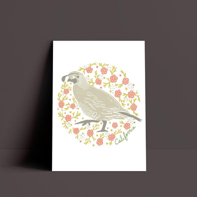 Poppy Quail White Poster-CA LIMITED