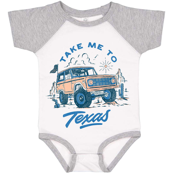 Take Me Tx Baseball Baby Onesie-CA LIMITED