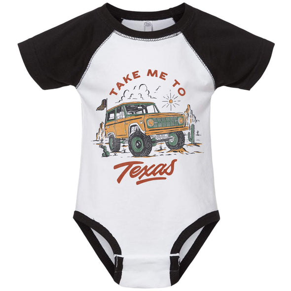 Take Me Tx Baseball Baby Onesie-CA LIMITED