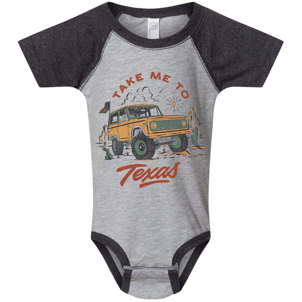 Take Me Tx Baseball Baby Onesie-CA LIMITED