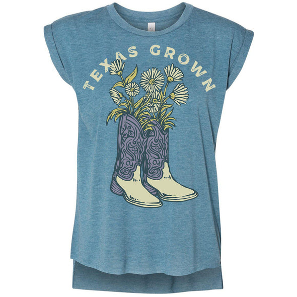 Texas Grown Rolled Sleeve Tank-CA LIMITED